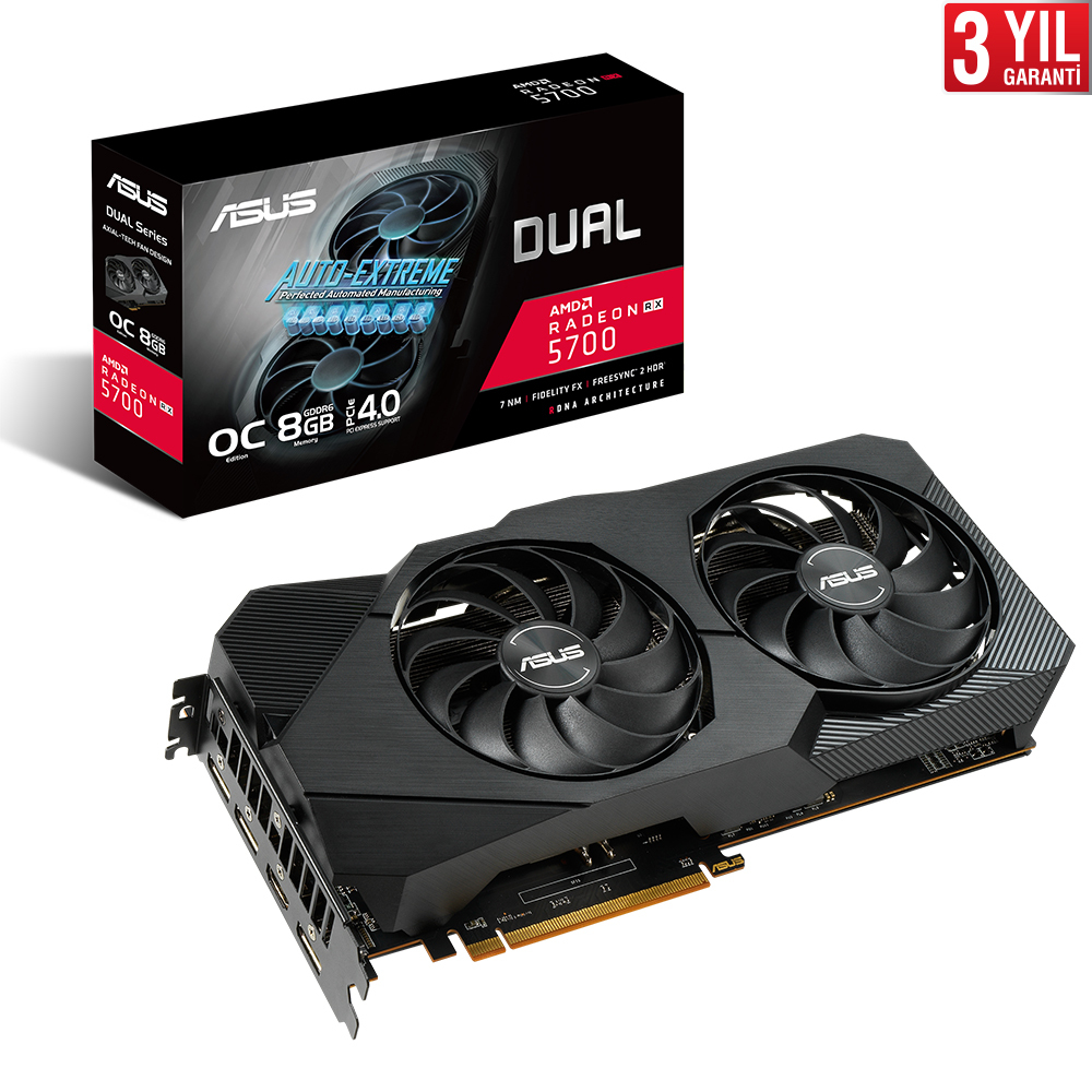 ASUS VGA DUAL-RX5700-O8G-EVO 8GB GDDR6 HDMI DP 256Bit