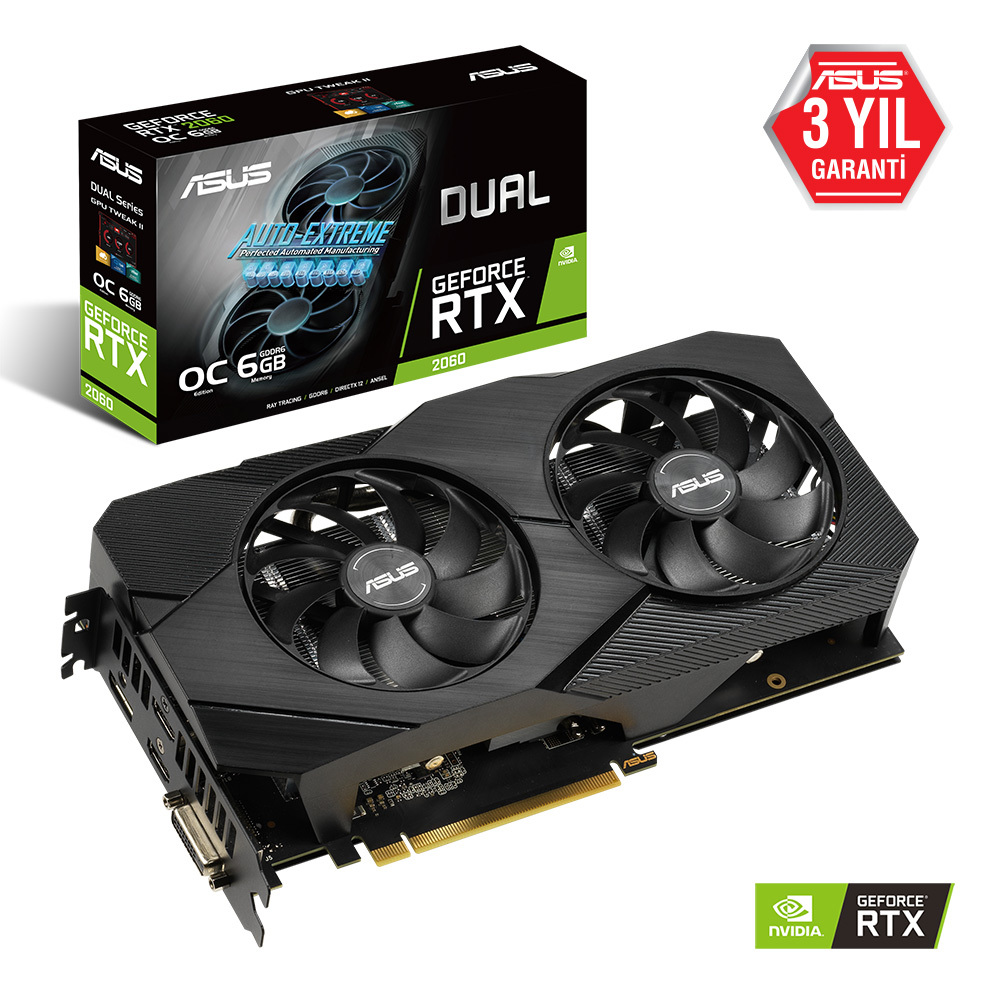 ASUS DUAL-RTX2060-O6G-EVO 6GB GDDR6 DVI HDMI192Bit