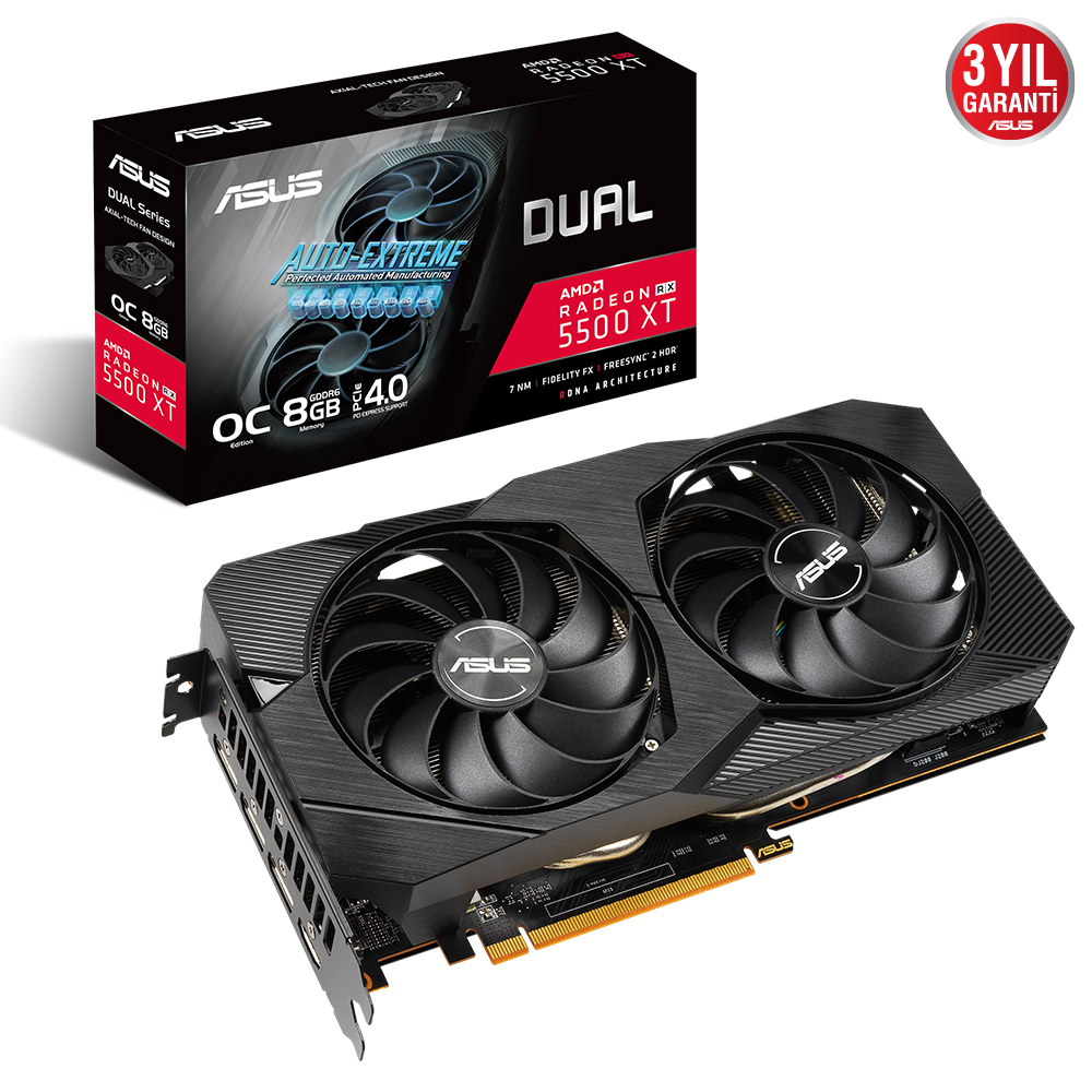 ASUS DUAL-RX5500XT-O8G-EVO 8GB GDDR6 HDMI DP 128Bit