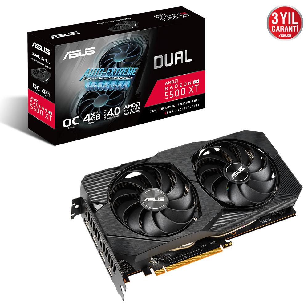ASUS DUAL-RX5500XT-O4G-EVO 4GB GDDR6 HDMI DP 128Bit